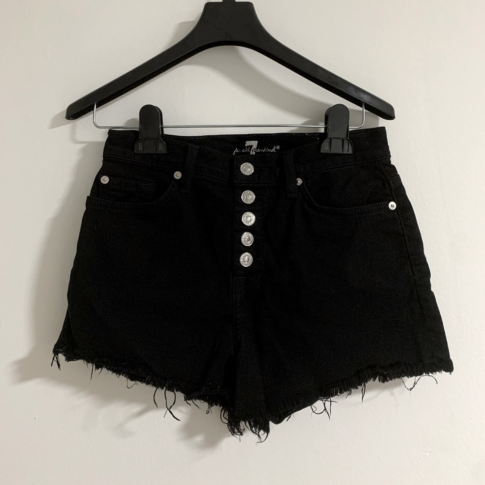 7 for all mankind black denim shorts